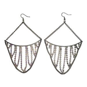 Vintage Aurora Borealis Rhinestone Chandelier Earrings 5"‎